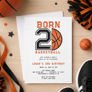  Born 2 Ball Basketball 2nd Birthday Party Invitation