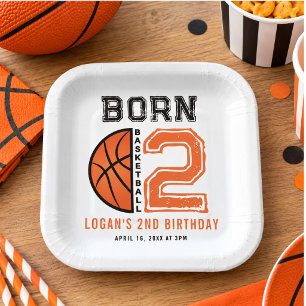 Born 2 Ball Basketball 2nd Birthday Party Paper Plate