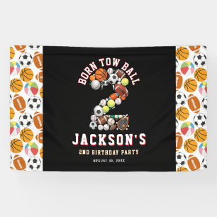 Born 2 Ball Sport Themed Boy 2nd Birthday Party Banner