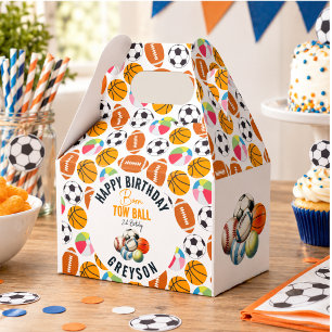 Born 2 Ball Sport Themed Boy 2nd Birthday Party Favour Box