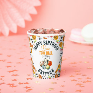 Born 2 Ball Sport Themed Boy 2nd Birthday Party Paper Cups