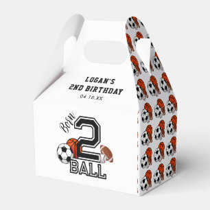Born 2 Ball Sports Theme Boy’s 2nd Birthday Party Favour Box