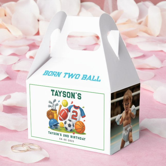 Born 2 Ball Sports Theme Boy’s 2nd Birthday Party Favour Box (Wedding)