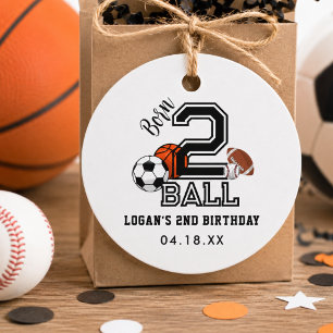 Born 2 Ball Sports Theme Boy’s 2nd Birthday Party Favour Tags