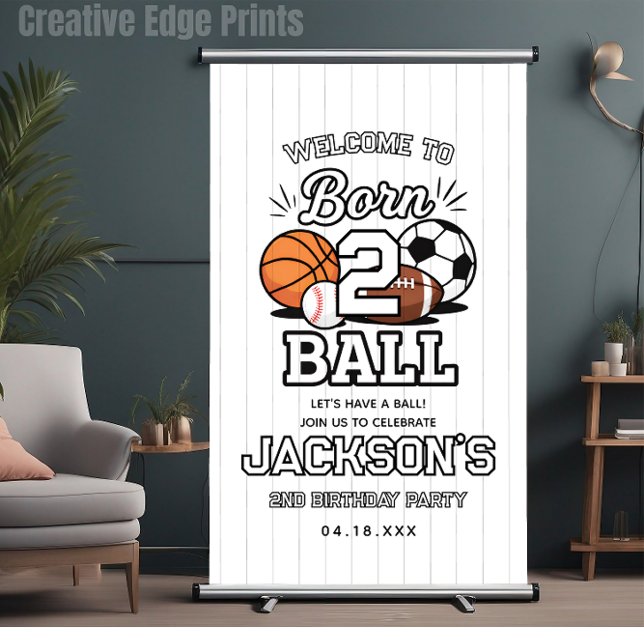 Born 2 Ball Sports Themed Boy 2nd Birthday Party Banner (Born 2 Ball Sports Themed Boy 2nd Birthday Party Banner
)