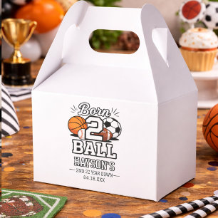 Born 2 Ball Sports Themed Boy 2nd Birthday Party Favour Box