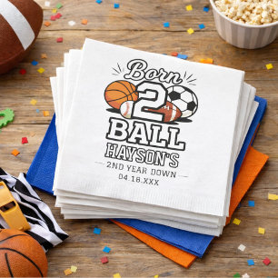 Born 2 Ball Sports Themed Boy 2nd Birthday Party Napkin