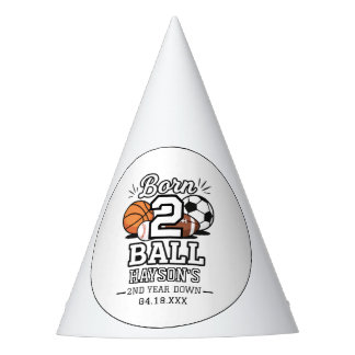 Born 2 Ball Sports Themed Boy 2nd Birthday Party Party Hat