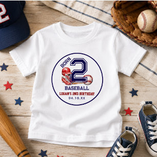 Born 2 Baseball Sports Theme Boy's 2nd Birthday Baby T-Shirt