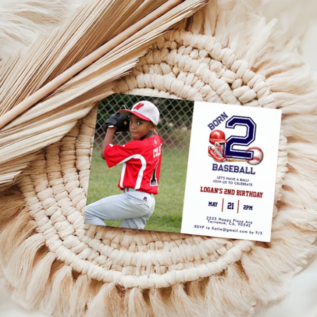 Born 2 Baseball | Sports Theme Boy's 2nd Birthday  Invitation (Creator Uploaded)