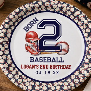 Born 2 Baseball   Sports Theme Boy's 2nd Birthday  Paper Plate