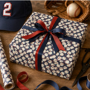 Born 2 Baseball   Sports Theme Boy's 2nd Birthday  Wrapping Paper