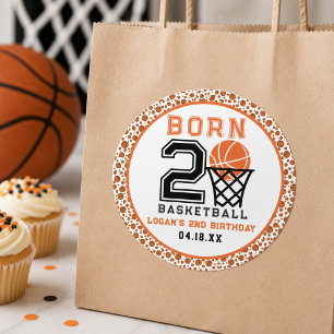 Born 2 Basketball   Sports  Boy's 2nd Birthday Classic Round Sticker