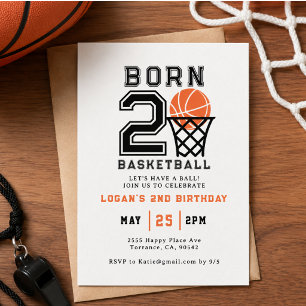Born 2 Basketball Sports Boy's 2nd Birthday Invitation