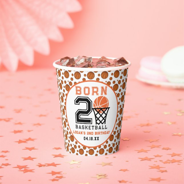 Born 2 Basketball | Sports  Boy's 2nd Birthday Paper Cups (Insitu)
