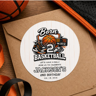 Born 2 Basketball   Sports Themed 2nd Birthday Classic Round Sticker