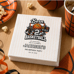 Born 2 Basketball Sports Themed 2nd Birthday Napkin