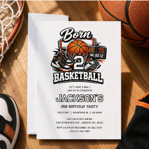 Born 2 Basketball Sports Themed Boy 2nd Birthday Invitation