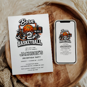 Born 2 Basketball Sports Themed Boy 2nd Birthday  Invitation