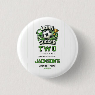 Born 2 Soccer Sports Themed Boy 2nd Birthday Party 3 Cm Round Badge