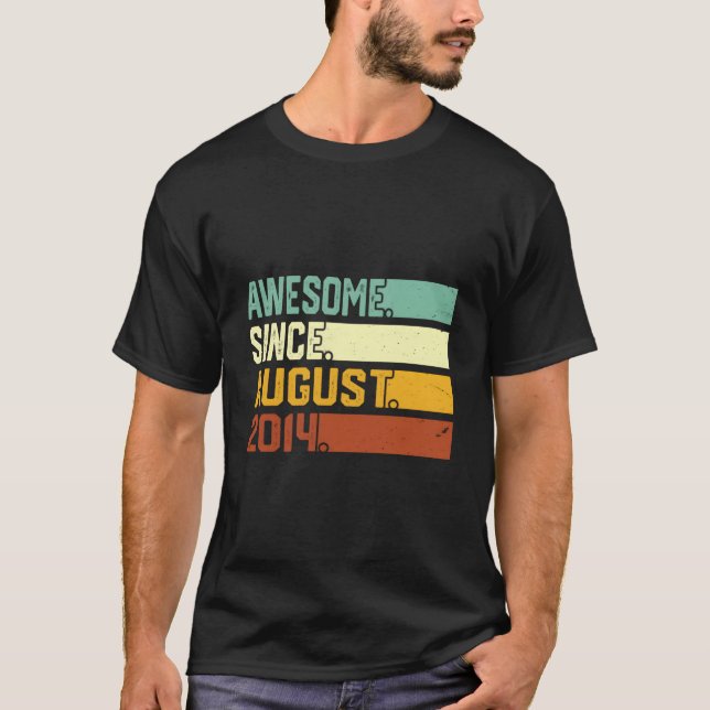 Born 9Th 9 Years Awesome Since August 2014 T-Shirt (Front)