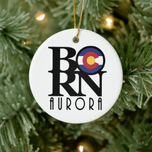 BORN Aurora Colorado Ceramic Tree Decoration
