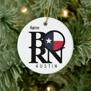 BORN Austin Texas Ceramic Tree Decoration
