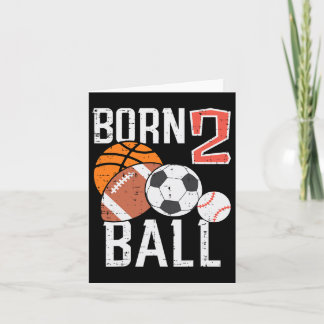Born Basketball Football 2nd Birthday Toddler Boy  Card