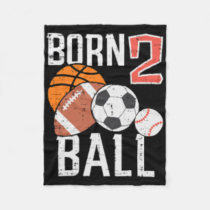 Born Basketball Football 2nd Birthday Toddler Boy Fleece Blanket