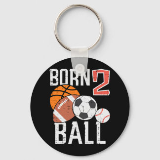 Born Basketball Football 2nd Birthday Toddler Boy  Key Ring