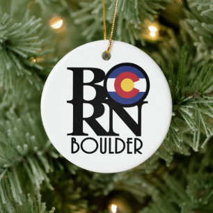 BORN Boulder Colorado Ceramic Tree Decoration