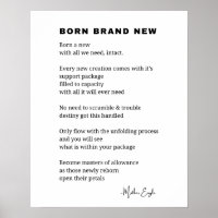 Born Brand New Inspirational Poem Wall Art decor 