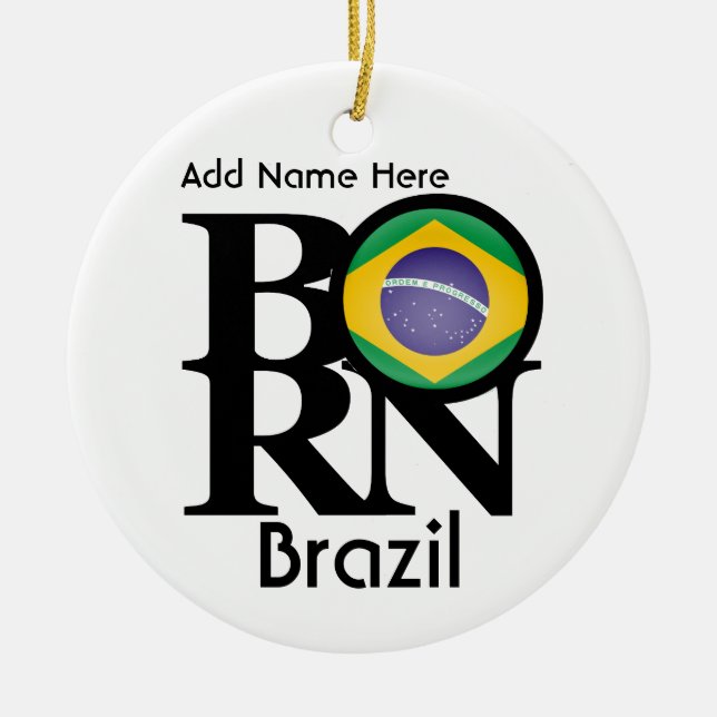 BORN Brazil Personalised Ceramic Tree Decoration (Front)