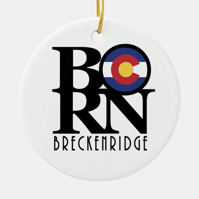 BORN Breckenridge CO Ceramic Tree Decoration (Front)