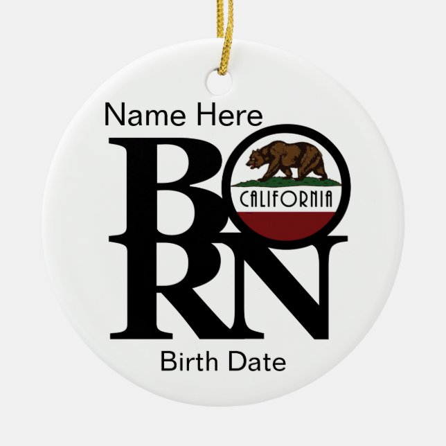 BORN California Custom Ceramic Tree Decoration (Front)