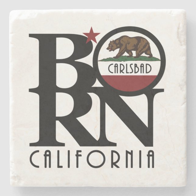 BORN Carlsbad California Stone Coaster (Front)
