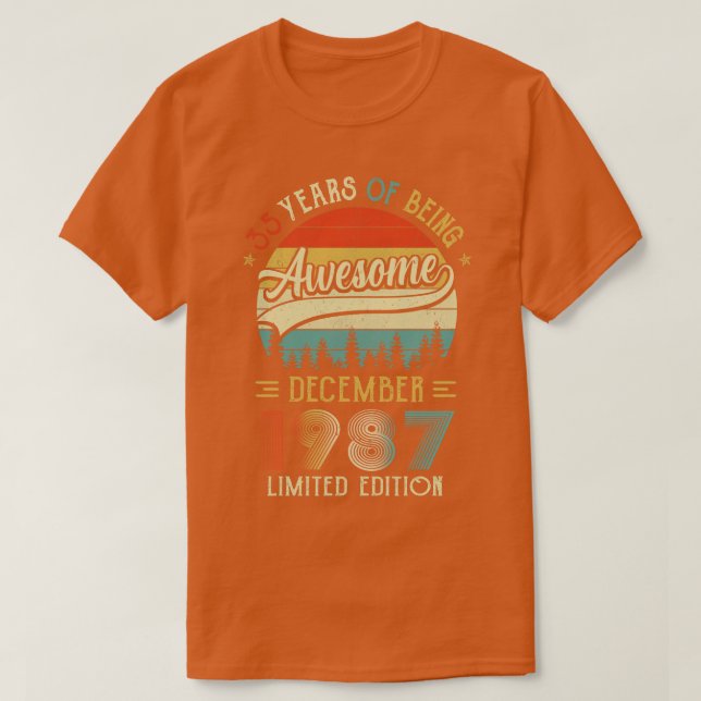 Born December 1987 35th Birthday Made In 1987 35 Y T-Shirt (Design Front)