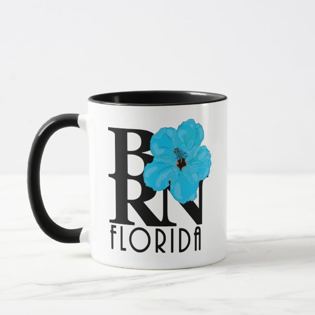 BORN Florida Blue Hibiscus 11oz Mug (Left)