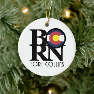 BORN Fort Collins Colorado Ceramic Tree Decoration