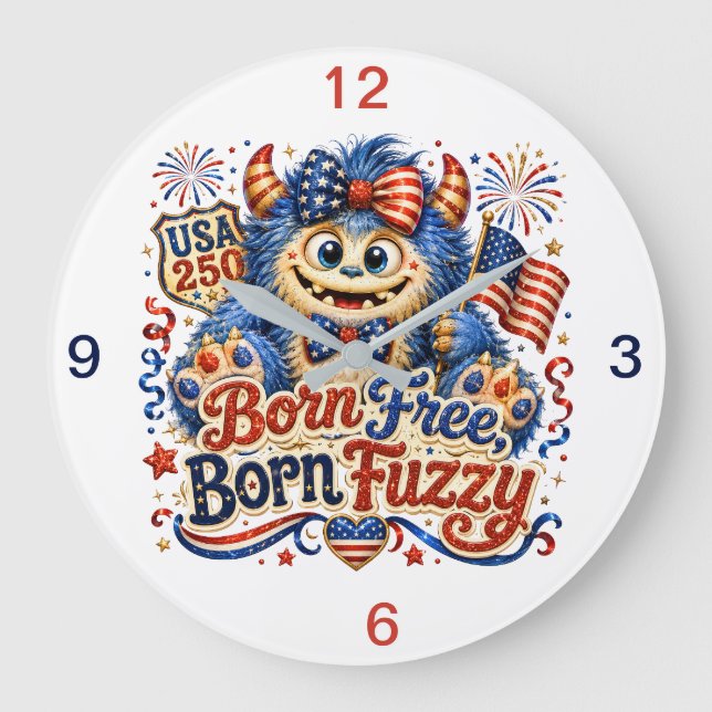 Born Free Born Fuzzy (keepsake) Large Clock (Front)