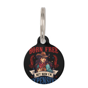 Born Free But Now I'm Expensive, Retro Fourth Of J Pet Tag