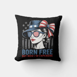 Born Free But Now I'm Expensive USA Flag Cushion