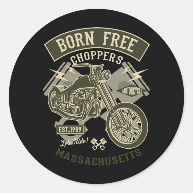 Born Free Choppers Classic Round Sticker (Front)