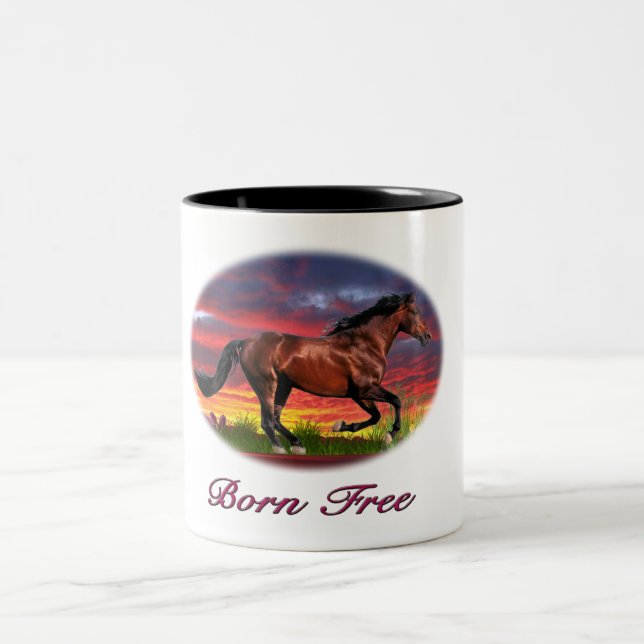 Born free horse art Two-Tone coffee mug (Center)