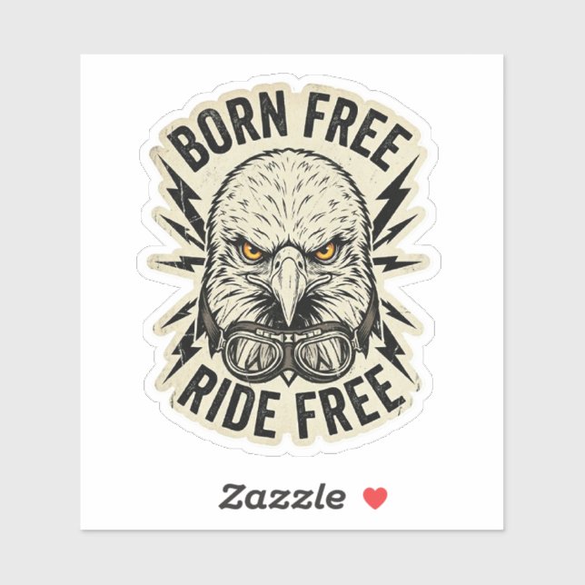 Born Free Ride Free Biker Eagle Sticker (Sheet)