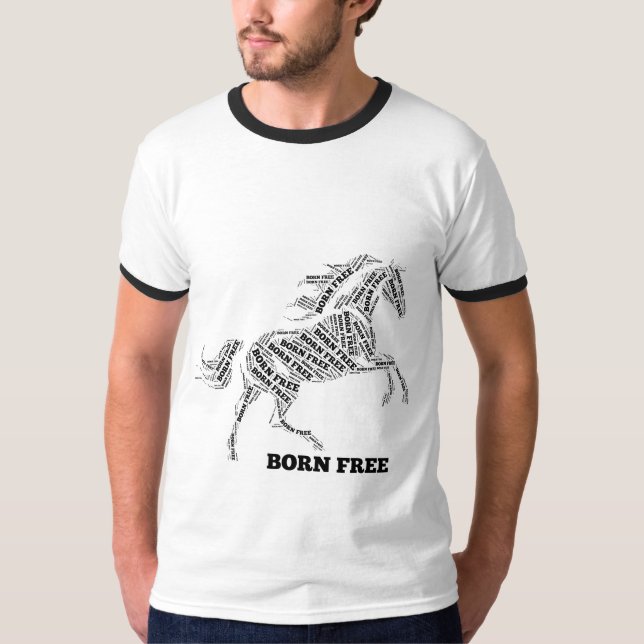 Born Free Wild Horse Typography T-Shirt (Front)