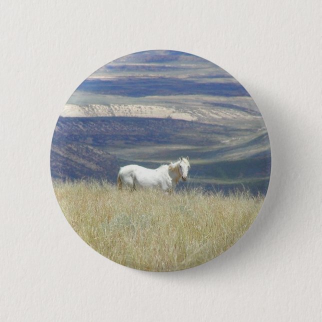 Born Free Wild Mustang Horse 6 Cm Round Badge (Front)
