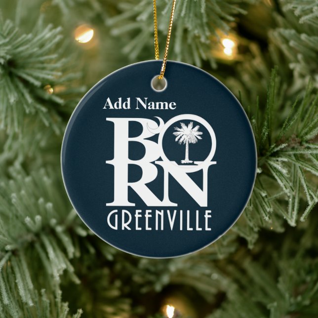 BORN Greenville South Carolina Customisable Ceramic Tree Decoration (Tree)