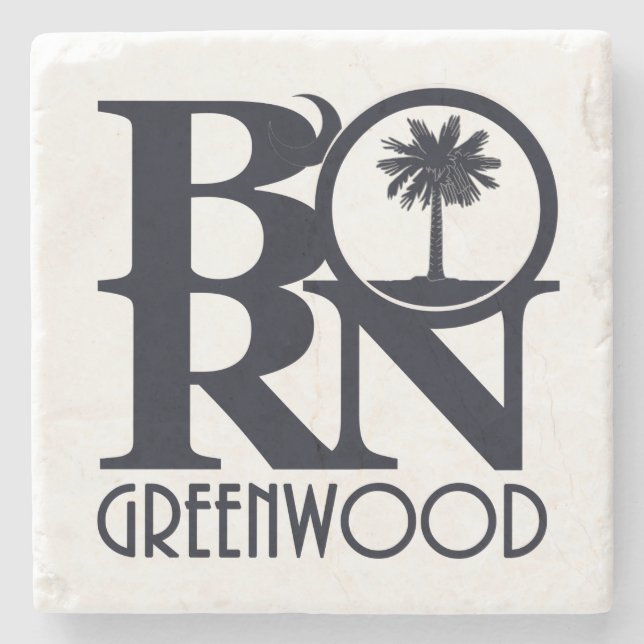 BORN Greenwood South Carolina Stone Coaster (Front)