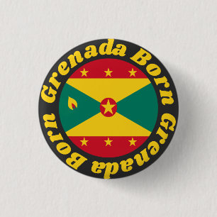 Born Grenada   Colourful Grenadian Flag Yellow Tex 3 Cm Round Badge